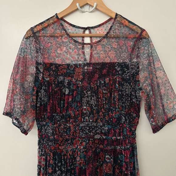 Maeve Ruched Floral Maxi Dress - Picture 2 of 6